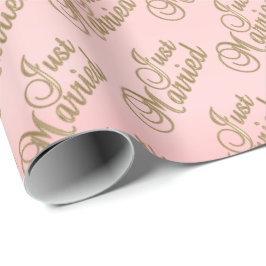 Papel De Regalo Casado con una letra de guión de oro en rosa - Bod