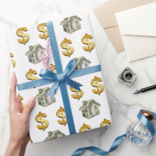 Papel De Regalo Casas de dinero y Rótulos en dólares