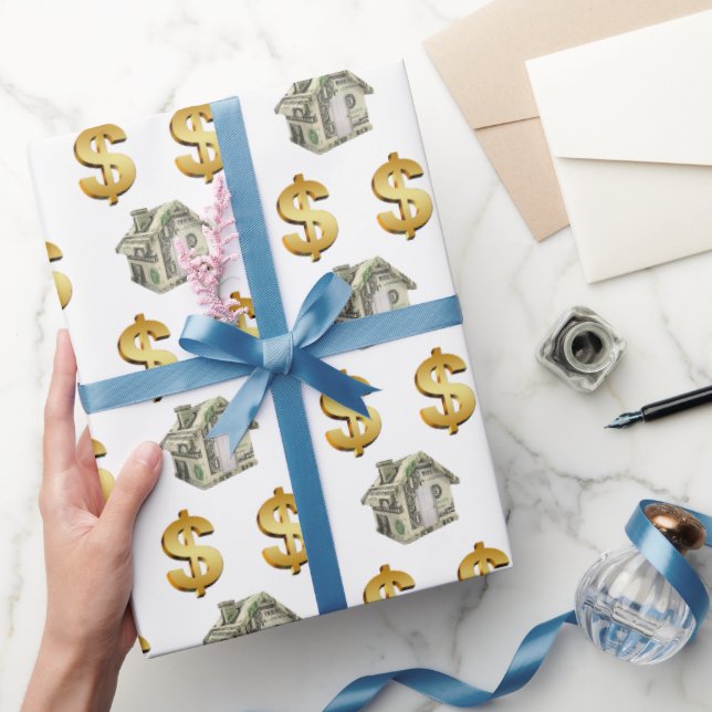 Papel De Regalo Casas de dinero y Rótulos en dólares (Regalar)