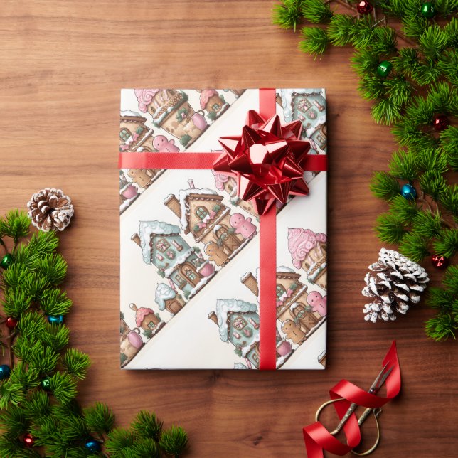 Papel De Regalo Casas de Gingerbread para navidades (Regalo de vacaciones)