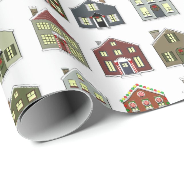 Papel De Regalo Casas de navidades (Esquina del rollo)