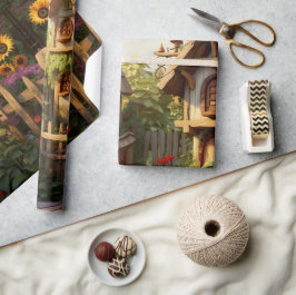 Papel De Regalo Casas de pájaros del jardín del girasol