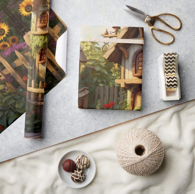 Papel De Regalo Casas de pájaros del jardín del girasol (Artesanía)