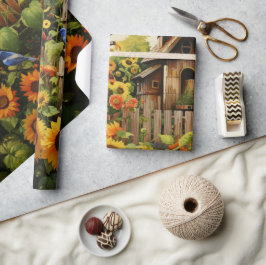 Papel De Regalo Casas de pájaros del jardín del girasol