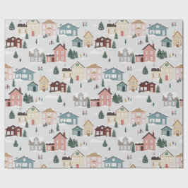 Papel De Regalo Casas nevadas