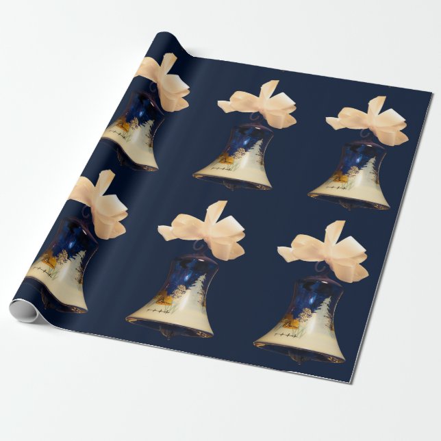Papel De Regalo Cascabeles azules del navidad (Desenrollado)