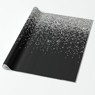 Papel De Regalo Cascadas atractivas del fondo de plata del negro