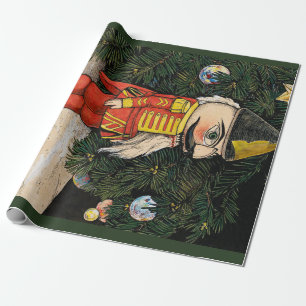 Papel De Regalo Cascanueces Antiguo Bajo el Árbol de Navidad