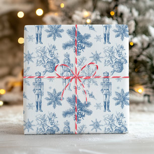 Papel De Regalo Cascanueces Azules Clásicos de Toile de Navidad