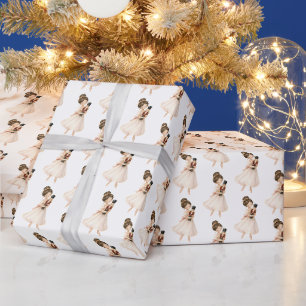 Papel De Regalo Cascanueces bailarina de ballet rosa blanco Navida