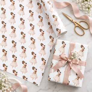 Papel De Regalo Cascanueces bailarina de ballet rosa blanco Navida