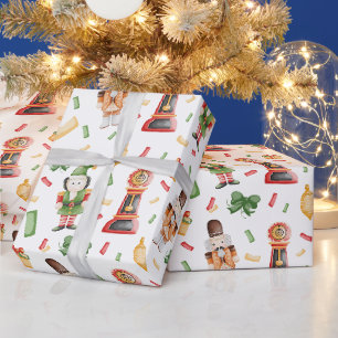 Papel De Regalo Cascanueces de Navidad en acuarela vintage