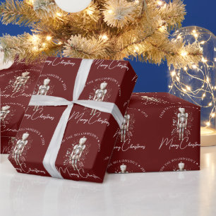 Papel De Regalo Cascanueces Dorado Rojo Festivo Navidad Oscura