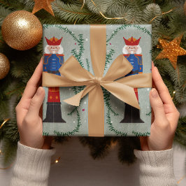 Papel De Regalo Cascanueces Elegante Verde Festivo Feliz Navidad