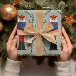 Papel De Regalo Cascanueces Elegante Verde Festivo Feliz Navidad