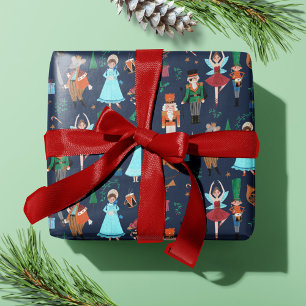 Papel De Regalo Cascanueces Lindo Azul Oscuro Navidad Fiesta