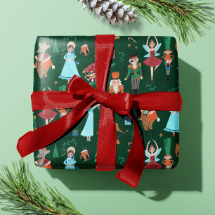 Papel De Regalo Cascanueces lindo verde oscuro Navidad vacaciones