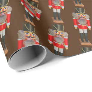 Papel De Regalo Cascanueces Tradicional Marrón Soldado de Navidad 