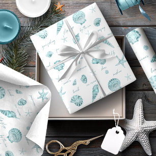 Papel De Regalo cáscaras Starfish Sun Diversión Textos ID Verde az