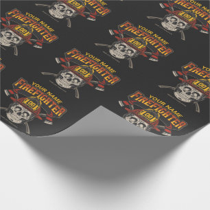 Papel De Regalo Casco de bombero personalizado con cráneo y hacha 