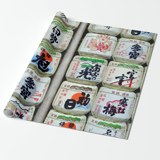 Papel De Regalo Cascos de sake del santuario de Ise, Japón  (Desenrollado)