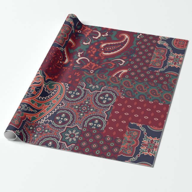 Papel De Regalo cashmere paisley seda patchwork abstract vi (Desenrollado)