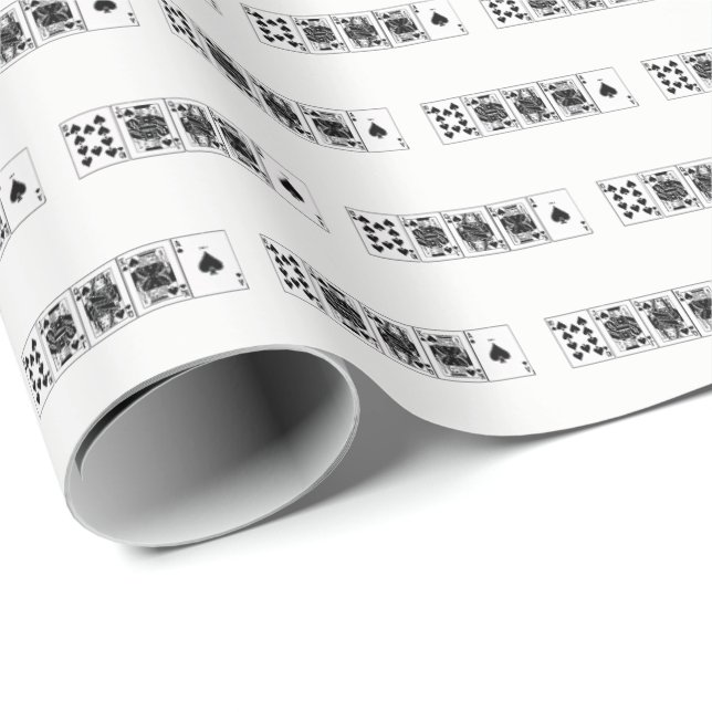 Papel De Regalo Casino Night Poker Royal Straight Flush Spades (Esquina del rollo)