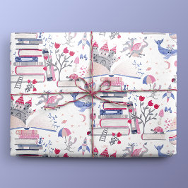 Papel De Regalo Castillo del libro pop-up de cuento de hadas blanc