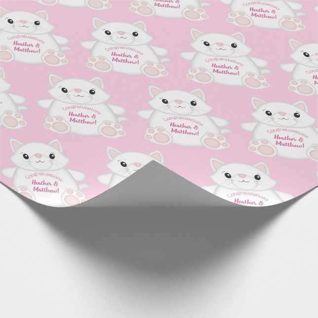 Papel De Regalo Cat Baby Shower Kitty Pink (Esquina)