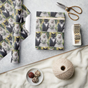 Papel De Regalo Cat Bride y Groom