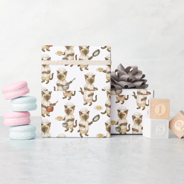 Papel De Regalo Cat Chef cocina Desayuno (Baby Shower)