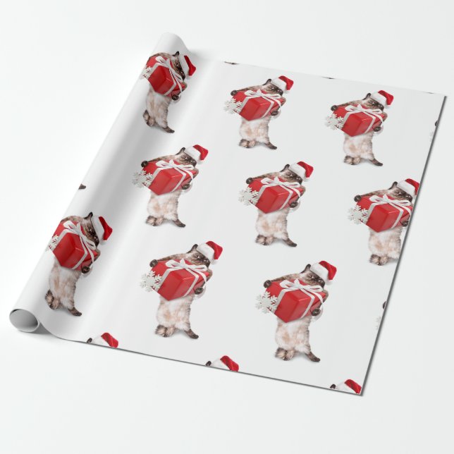 PAPEL DE REGALO CAT CON NAVIDADES GIFT NAVIDADES WRAP (Desenrollado)