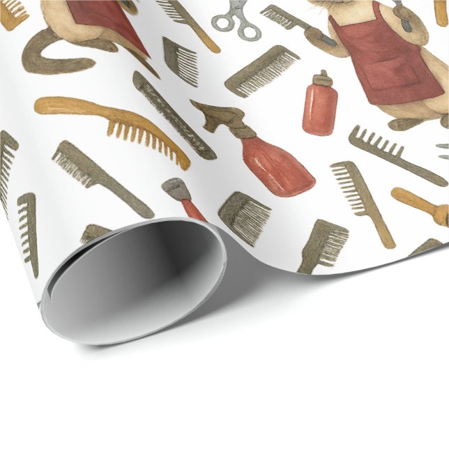 Papel De Regalo Cat Hairdresser Pet Grooming for Cat lovers (Esquina del rollo)