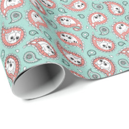 Papel De Regalo Cat Paisley - Coral and Mint