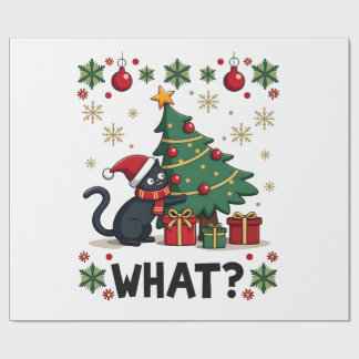 Papel De Regalo Cat What Funny Black Cat Pushing Christmas Tree Ug