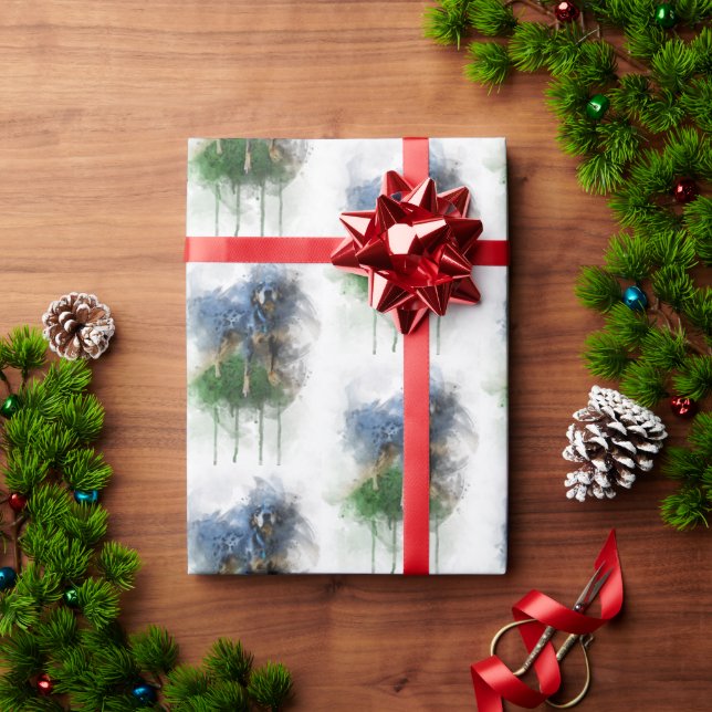 Papel De Regalo Catahoula del leopardo azul en acuarela (Regalo de vacaciones)