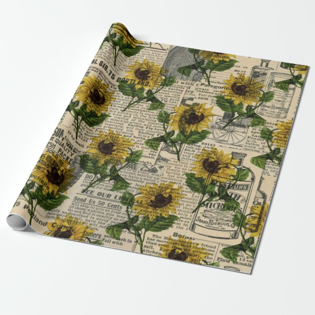 Papel De Regalo Catálogo de vinos y girasoles (Desenrollado)