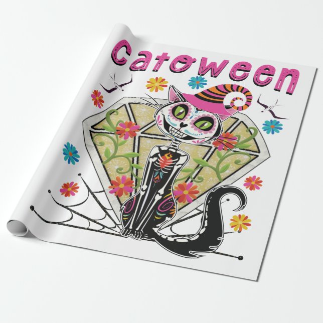 Papel De Regalo Catoween Halloween (Desenrollado)