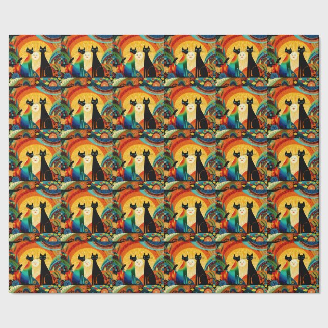 Papel De Regalo Cats on Bright and Colorful Background, (Costura)