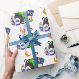 Papel De Regalo Cauldrón De Brujas Cocina Bajo La Luz De La Luna