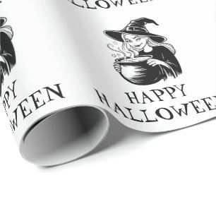 Papel De Regalo Cauldron, la bruja de Halloween de moda Spooky