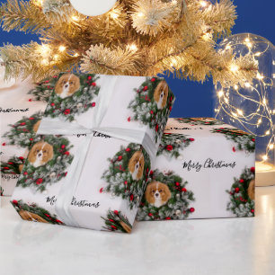 Papel De Regalo Cavalier King Charles Spaniel Navidades Wreath