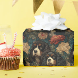 Papel De Regalo Cavalier King Charles Spaniels Floral Victoriana
