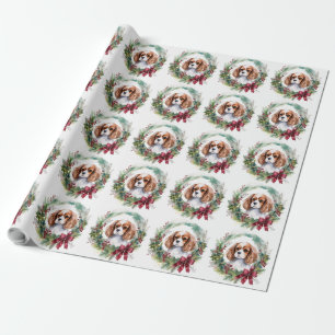 Papel De Regalo Cavalier King Navidades Wreath Festimes Pup