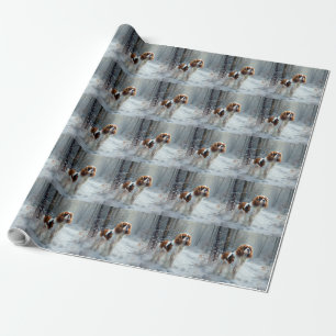 Papel De Regalo Cavalier Rey Deja que nieve Navidad Cepillada