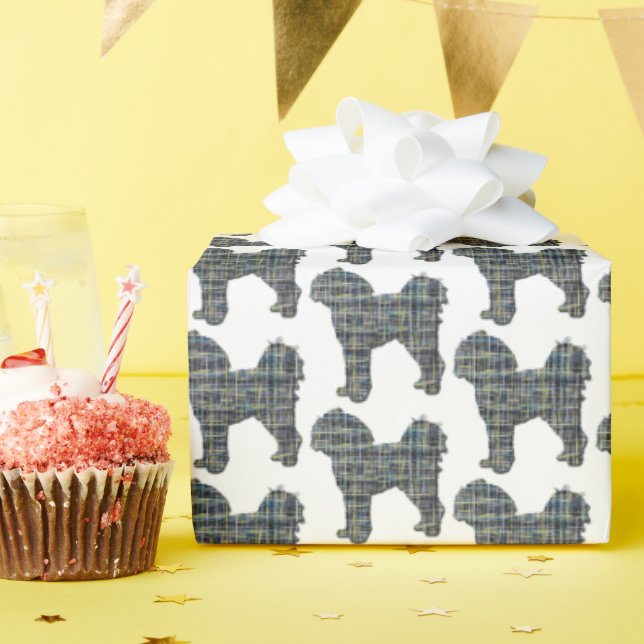Papel De Regalo Cavapoo Yellow & Black Grid Line White Gift (Fiesta de cumpleaños )