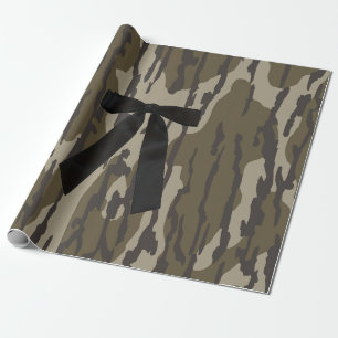 Papel De Regalo Caza Chica Tierras Bajas Camuflaje Lazo Negro