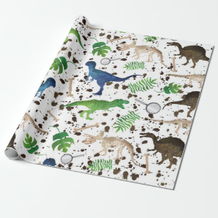 Papel De Regalo ¡Caza de Dinosaurios! Dinosaurios en Safari Chicos