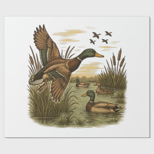 Papel De Regalo Caza-de-Pato-Real-Volando-al-Antiguo