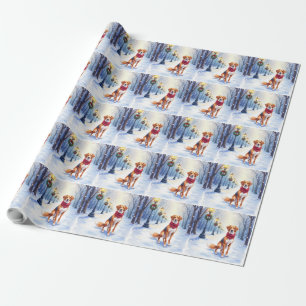 Papel De Regalo Cazador Americano Foxhound Acuarela Poste de nieve